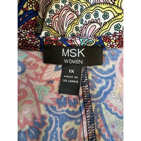 MSK Paisley Bell Sleeve Dress 1X – Colorful Boho Print - Picture 7 of 8